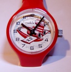 Ruhla Childs Watch with Rocket Image Red Plastic Case and Strap