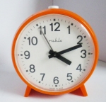 Ruhla Orange Plastic Alarm Clock Arabic Numerals