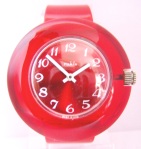 Ladies Ruhla Red Translucent Plastic Watch with Matching Strap