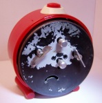 Ruhla Red Alarm Clock - Winding and Setting Controls
