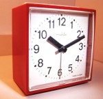 Ruhla Red Square Plastic Alarm Clock - Side