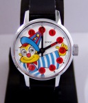 Saxon branded Ruhla Childs Clown Cartoon Watch with "Waggle Eyes" 24-26 Caliber