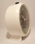 Ruhla White Plastic Alarm Clock with Black Dial - Side