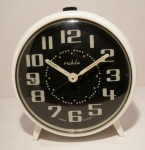 Ruhla White Plastic Alarm Clock with Black Dial